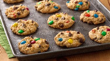 Buttery cracker crust, peanut butter and honey layer, topped with fluffy cream cheese and peanut butter filling. Cake Mix Monster Cookies recipe from Betty Crocker