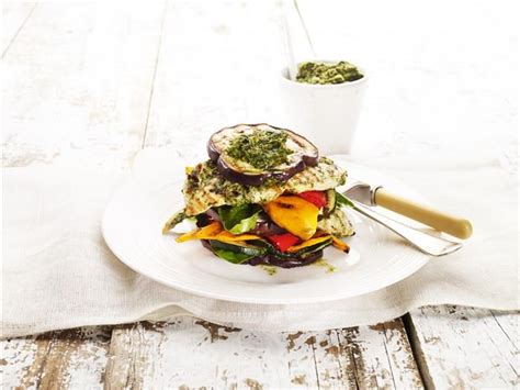 Healthy Chargrilled Chicken And Vegie Stack With Salsa Verde Recipe