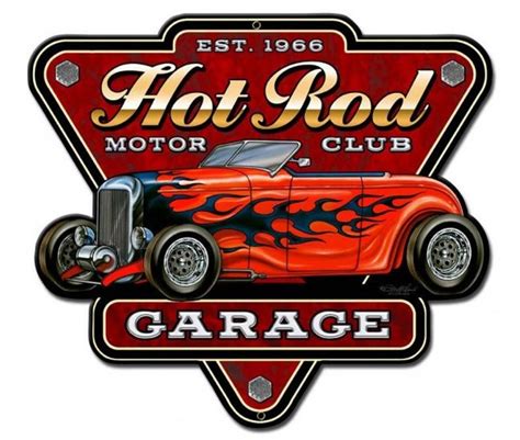 Hot Rod Garage Plasma Custom Shape Powder Coated Metal Sign Etsy