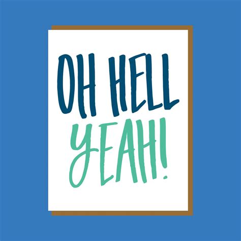 Oh Hell Yeah Hand Lettered Card Congrats Card By Ticktockpress