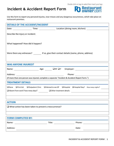 Accident Report Template Hq Printable Documents