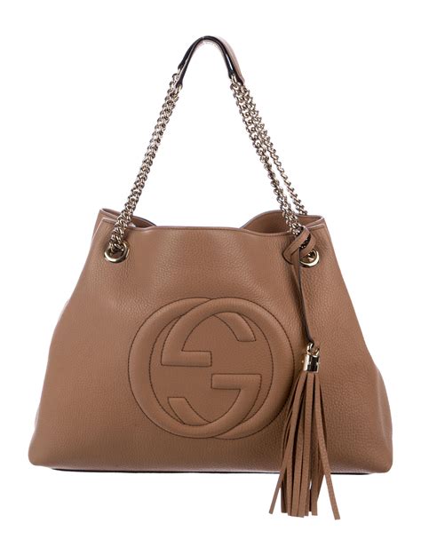 Gucci Medium Soho Tote With Gold Tone Hardware Handbag Tote Leather