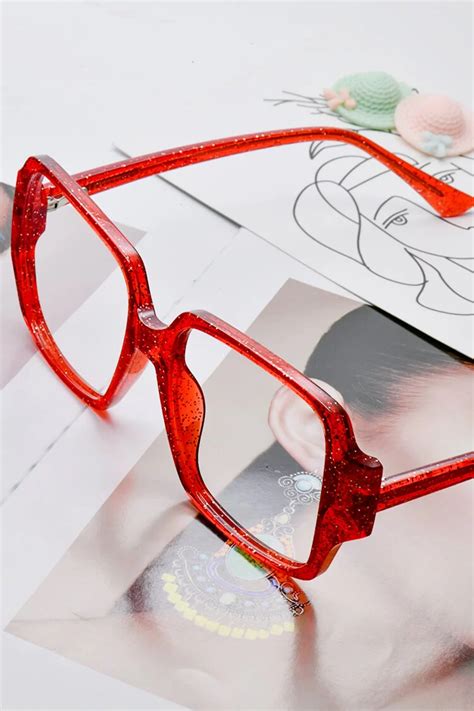 W2053 Square Red Eyeglasses Frames Leoptique