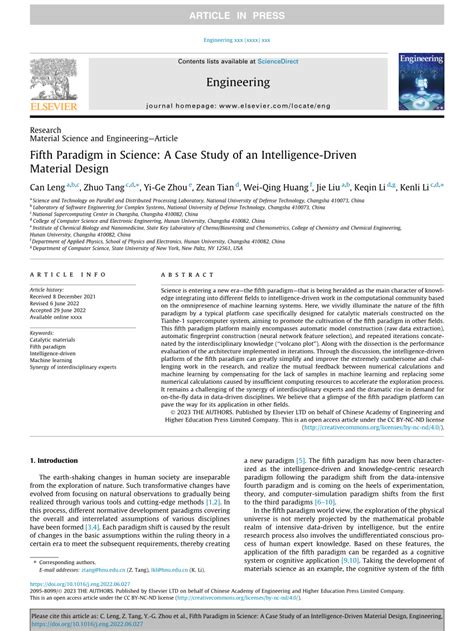 Pdf Fifth Paradigm In Science A Case Study Of An Intelligence Driven
