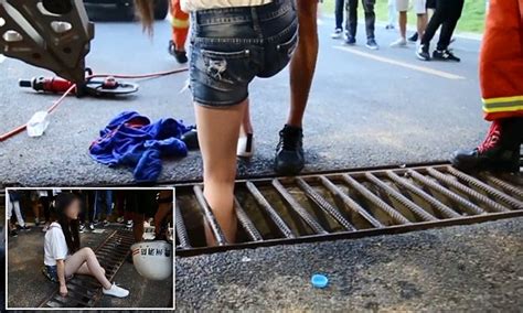 Skinny Teen Girl Gets Her Leg Stuck In A Storm Drain In China Daily