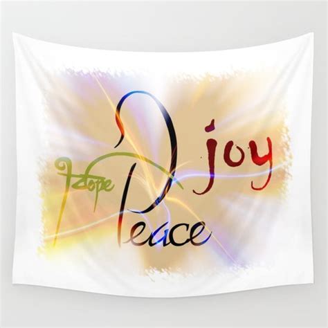 Hope Peace Joy Typography Wall Tapestry