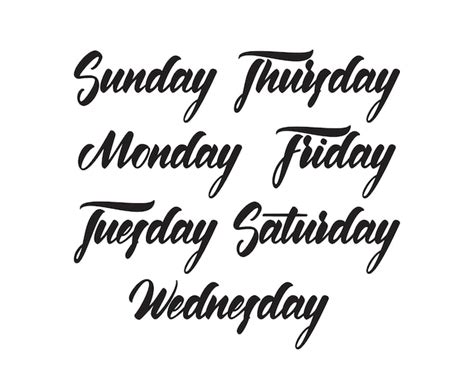 Premium Vector Handwritten Lettering Of All Days Of The Week