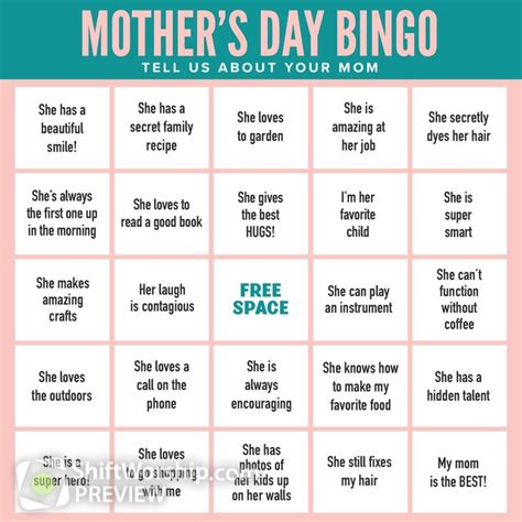 Mothers Day Bingo 2 Shift Worship