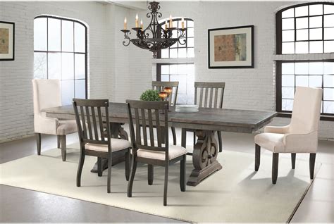 Stanford Smokey Walnut Extendable Rectangular Dining Room Set From