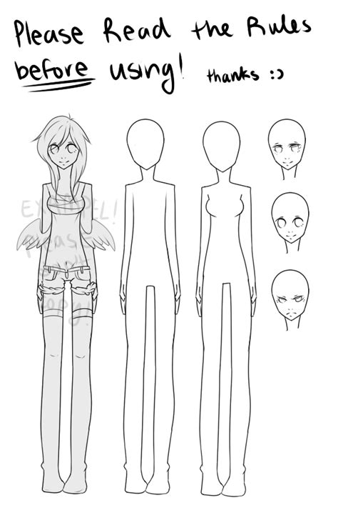 Human Anime Base Full Body Sketch Coloring Page