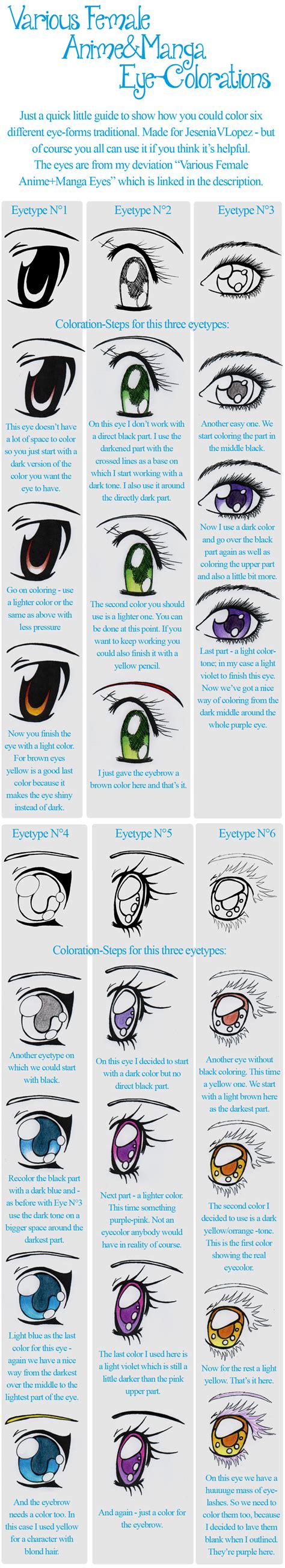 Various Female Animemanga Eye Colorations By Elythe On