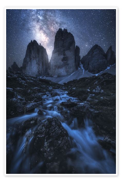 Stampa “the Milky Way Over The Three Peaks In The Dolomites” Di Daniel