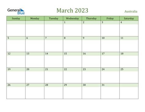March 2023 Calendar Australia Get Calender 2023 Update Pelajaran