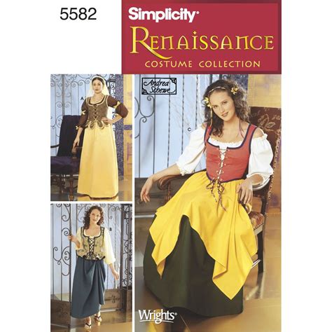 Simplicity Sewing Pattern For Misses Renaissance Costumes Includes Blouse Vest Veil Skirt