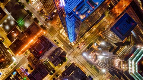 Download Wallpaper 1920x1080 Night City Architecture Building Aerial