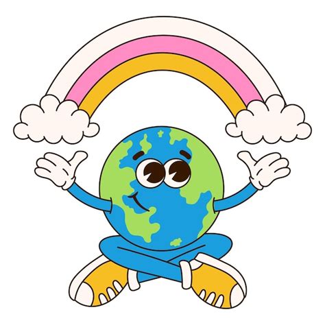 Premium Vector Retro Planet Cartoon Character Earth Mascot