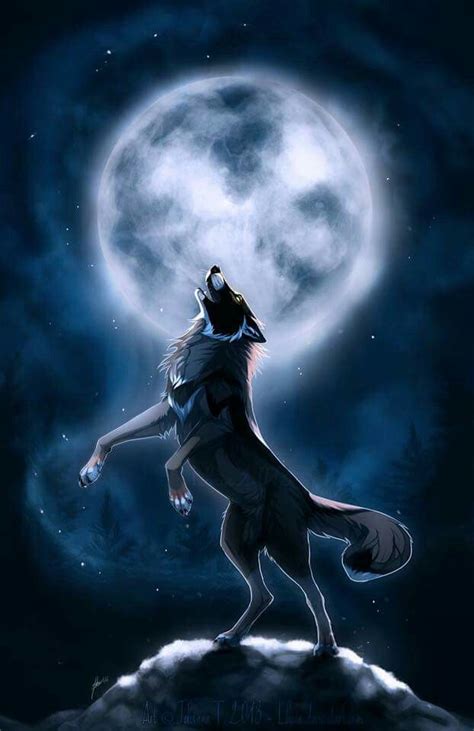 Anime Wolves Howling At The Moon