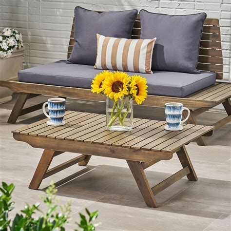 Ledger Outdoor Wooden Coffee Table Gray Finish