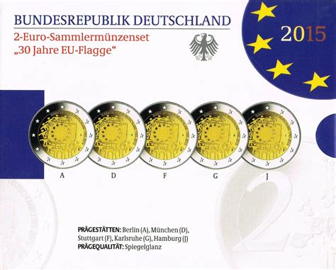 Germany 2 Euro Coins Set 2015 30th Anniversary Of The European Flag