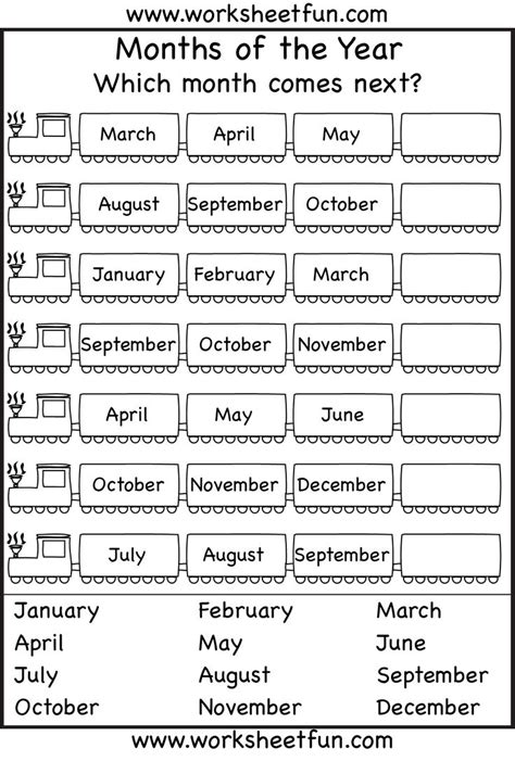 Months Of The Year Which Month Comes Next Printable