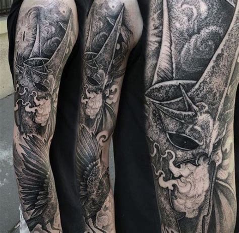 Mens Dotwork Lord Of The Rings Full Sleeve Tattoos 600×586 Lord