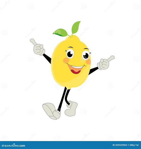 Lemon Character Design Vector Illustration Flat Lemon Cute Character