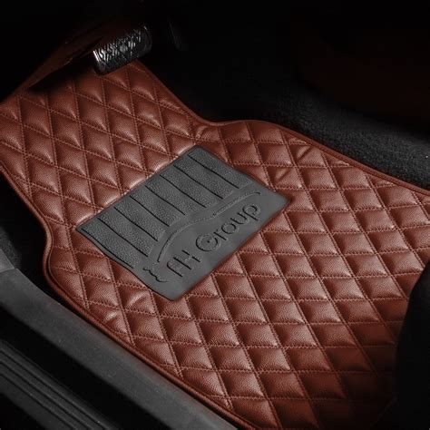 Buy Fh Group Diamond Pattern Floor Mats Leather For Car Suv Van Brown W Beige Dash Pad Online