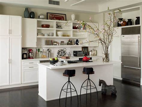 Classic cabinetry painted in a dark shade is a sophisticated choice. Open Kitchen Shelves Inspiration