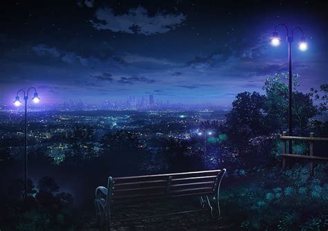 Hd Wallpaper Cityscape Lantern Anime Night Landscape Skyline