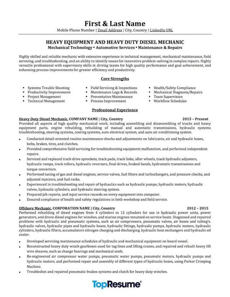 We have different types of formats, you can edit them easily and take the print out or save as a pdf. Mechanic Resume Sample | Professional resume examples ...