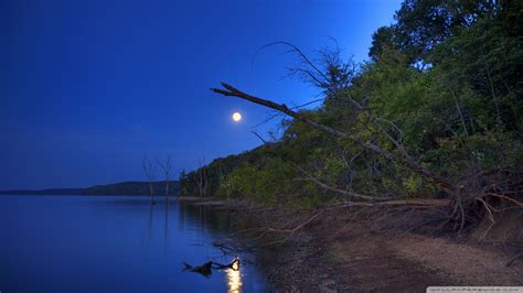 Wallpaper Sea Night Lake Water Nature Reflection Moon Evening