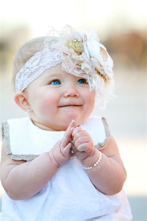 Baby Flower Headband Girl Flower Headband White Gold Etsy Baby