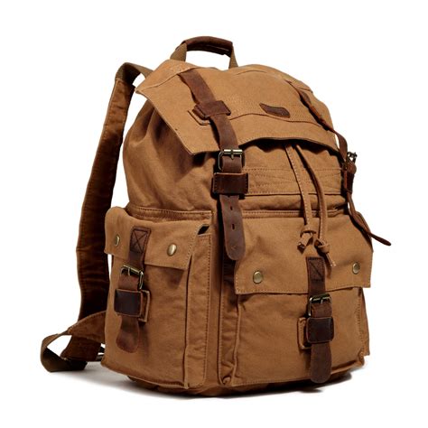 Fashion Vintage Canvas Leather Hiking Travel Backpack Rucksack School Bag Us Ebay