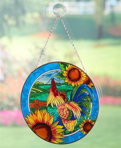 Painted Glass Sun Catchers Ltd Commodities Window Art Rooster