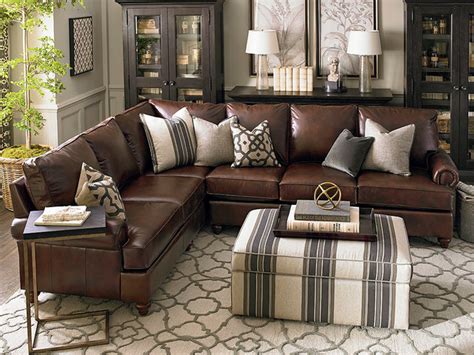 Montague Leather Sectional Living Room By Bassett Furniture
