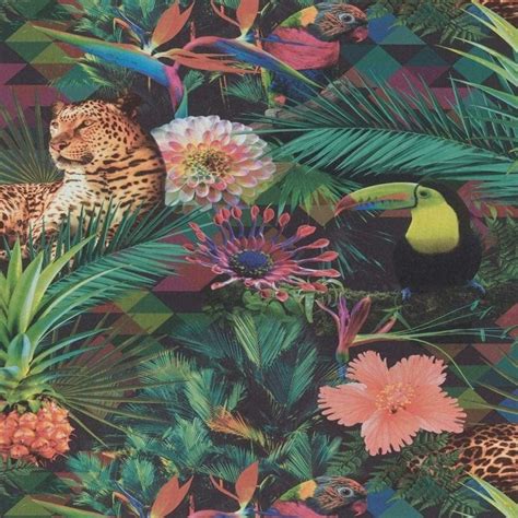 Erismann Animal Tropical Jungle Wallpaper Vinyl Black