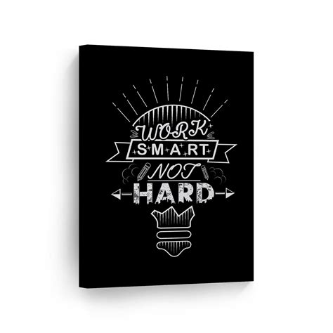 Smile Art Design Work Smart Not Hard Black And White Quote Motivational