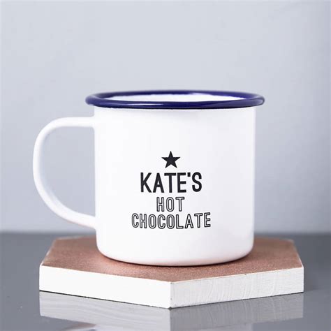 Hot Chocolate Personalised Enamel Mug By Sophia Victoria Joy
