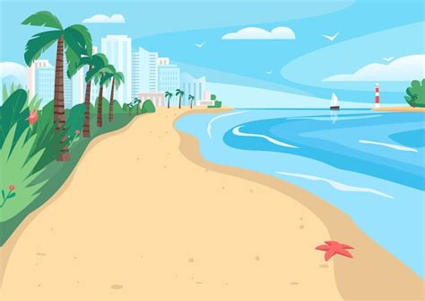 premium vector sandy beach flat vector illustration