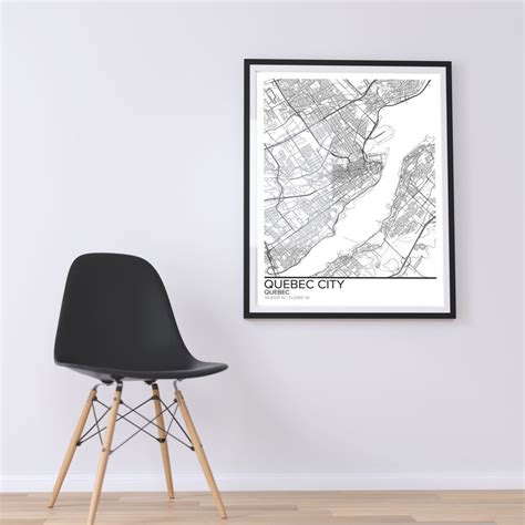 Quebec City Map Poster Print Wall Art Quebec T Printable Etsy