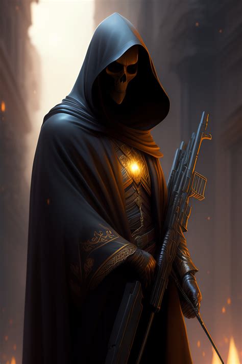 Lexica Grim Reaper In A Hood Holding Sniper Rifles Portrait Highly