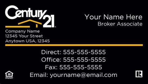 All business card designs can be customized with old or new logos backside design will match the logo on the front. CENTURY 21 Real Estate | CENTURY 21| CENTURY 21 Real ...