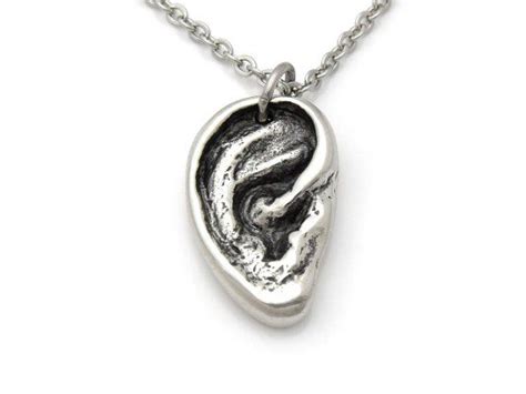 Human Ear Necklace In Pewter Anatomical Hearing Pendant Deaf Etsy In