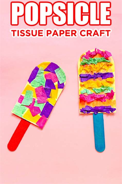 Summer Popsicle Tissue Paper Craft For Kids Made With Happy