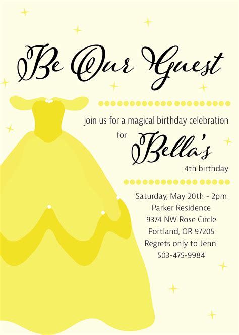 Be Our Guest Birthday Invite Beauty And The Beast Invitation