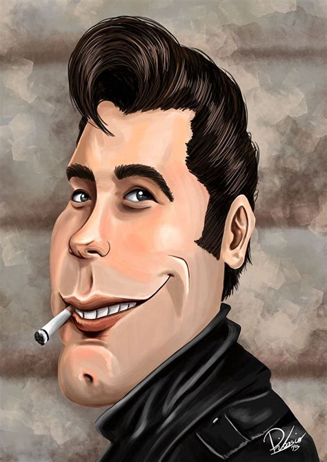 John Travolta As Danny Zuko In Grease Caricature By Ribosio For