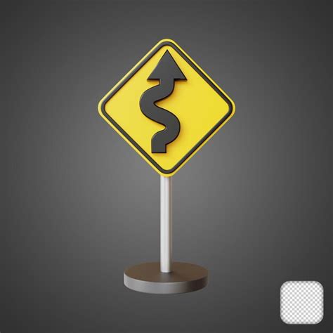 Premium Psd Winding Right Road Sign Traffic 3d Illustration