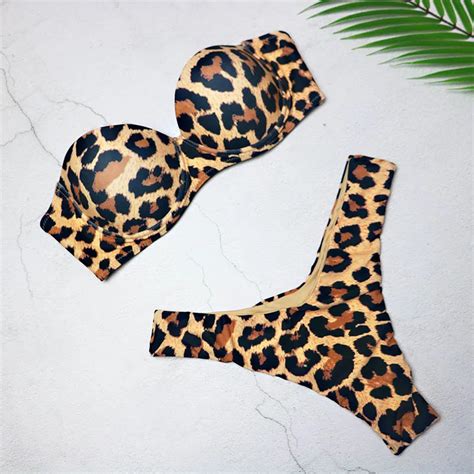 2019 Wild Thong Bikini Women Swimwear Female Swimsuit Leopard Bikini Set Sexy Bather Bathing