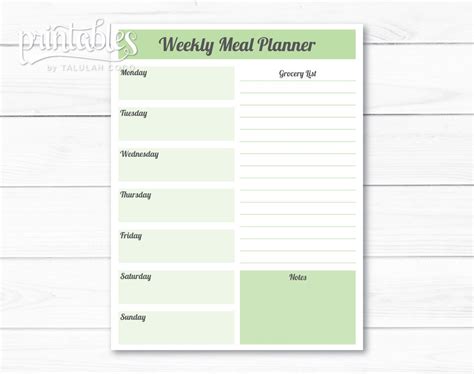 Editable Weekly Meal Planner Template
