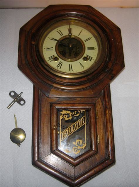 Antique Regulator Wooden Wall Clock Estate Found Chimes Well Parts